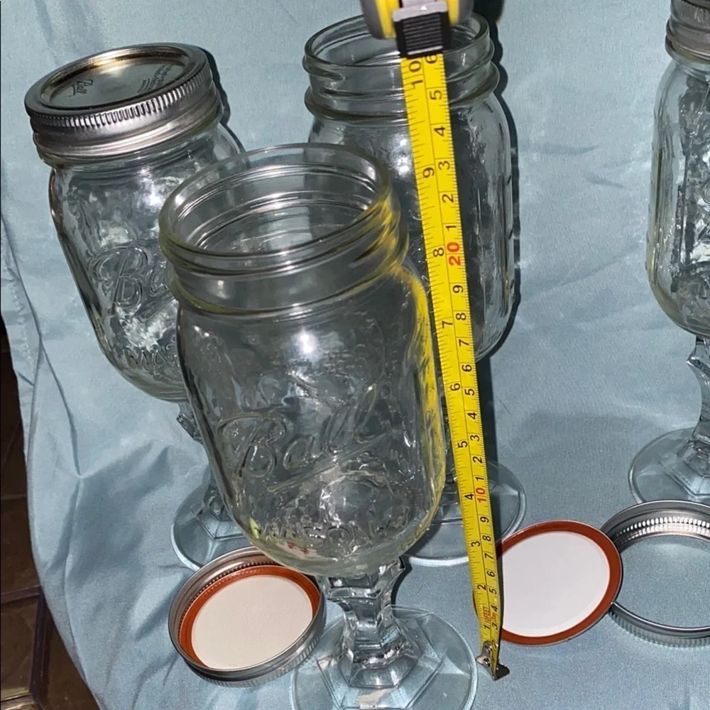 BX48 Vintage Set of 4 Mason Jar Goblets wine